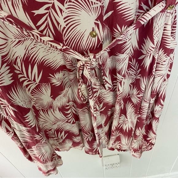 Torrid Collared Dress shirt Dress Size 4X Shaded Palm Button Front Rayon Pink - Picture 9 of 15